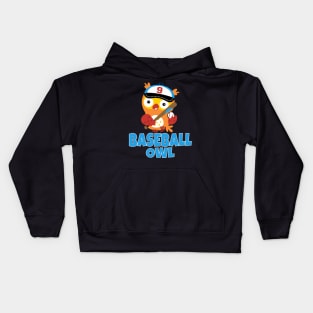 Cute baseball owl Kids Hoodie